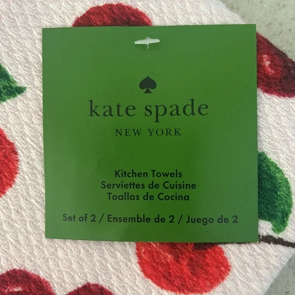 Kate Spade Set of 2 Red Cherry Pattern Towel - Picture 2 of 4